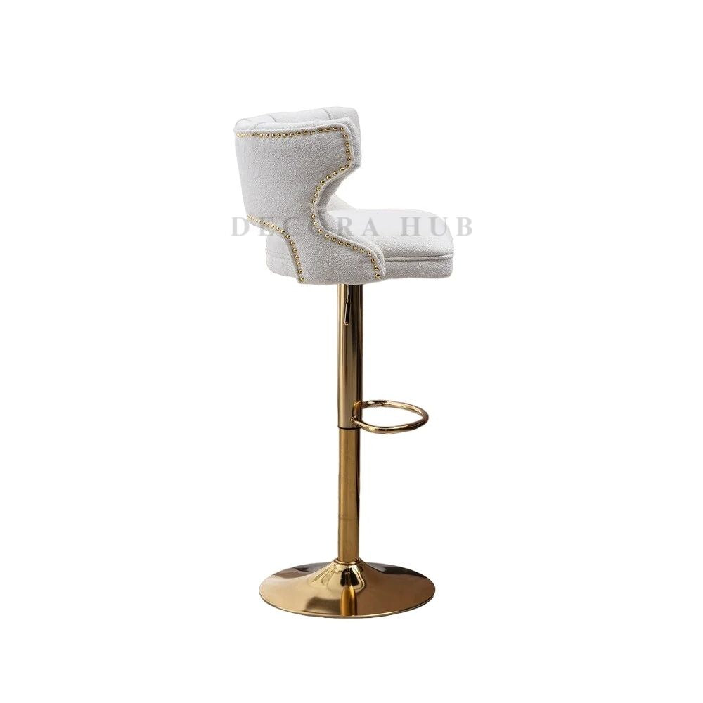 Luxury Velvet White Bar Stool