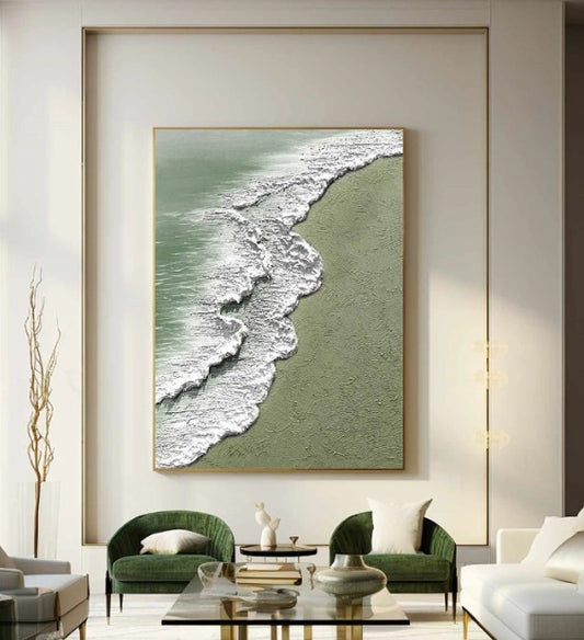 DecoraHub Teal Sea Waves 3d Textured Wall Art