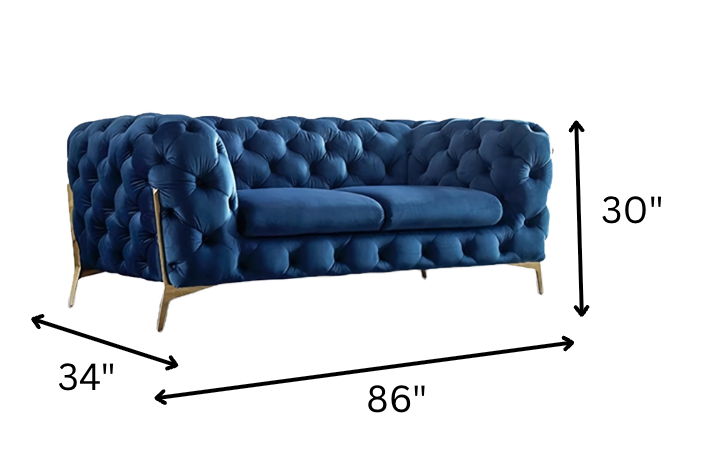 The 'Indigo Tuxedo': Three-Seater Luxury Button Tufted Leathaire Sofa for Living Room