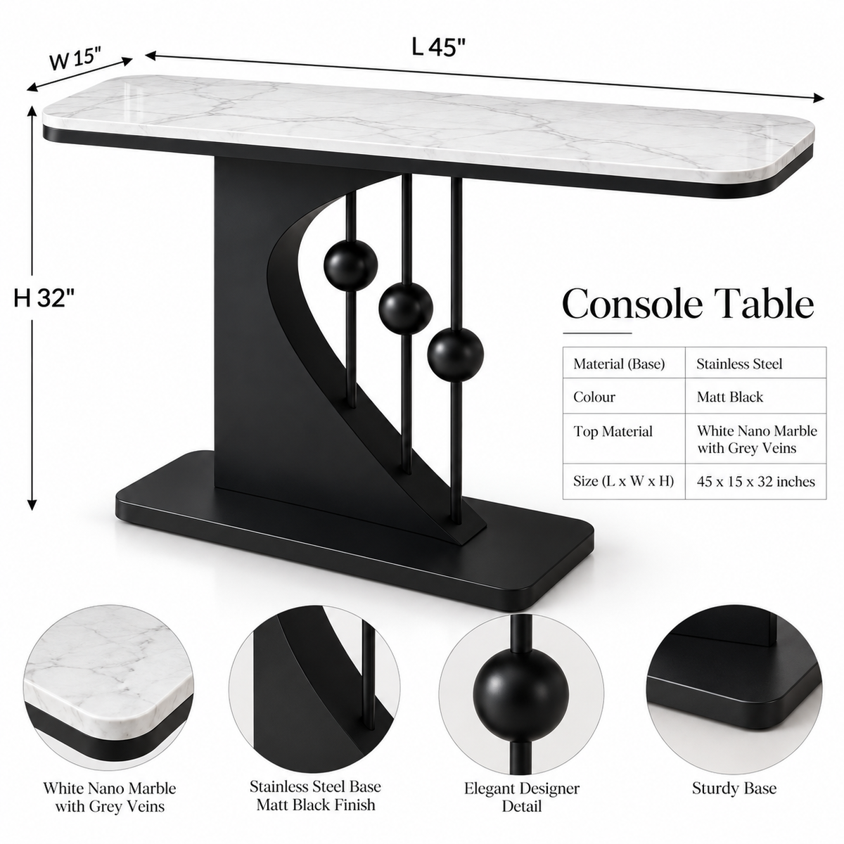 Obsidian Arc Console Table