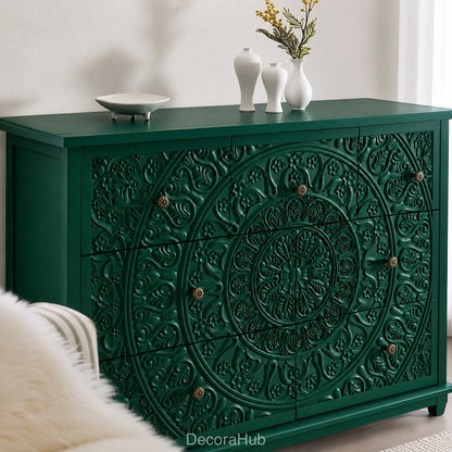 Mandala Emerald Green Wooden Sideboard