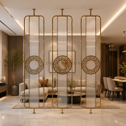Arc Fluted PVD Metal Room Divider