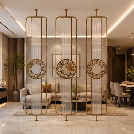 Arc Fluted PVD Metal Room Divider