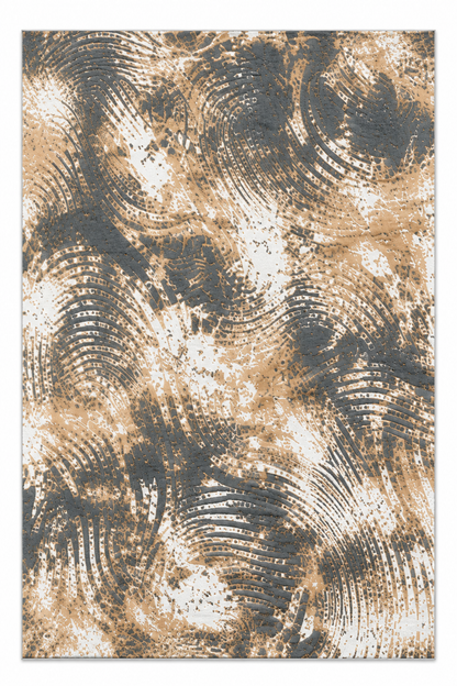 Abstract Loom Beige & Grey Carpet for Living Room – beige and grey abstract area carpet by DecoraHub (view 2)