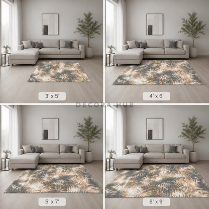 Abstract Loom Beige & Grey Carpet for Living Room – beige and grey abstract area carpet by DecoraHub (view 3)