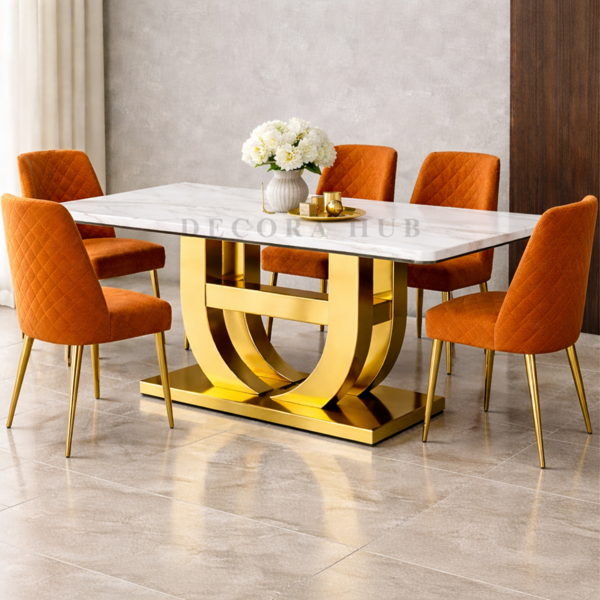 Alora Luxurious Marble Dining Table With White Marble Top