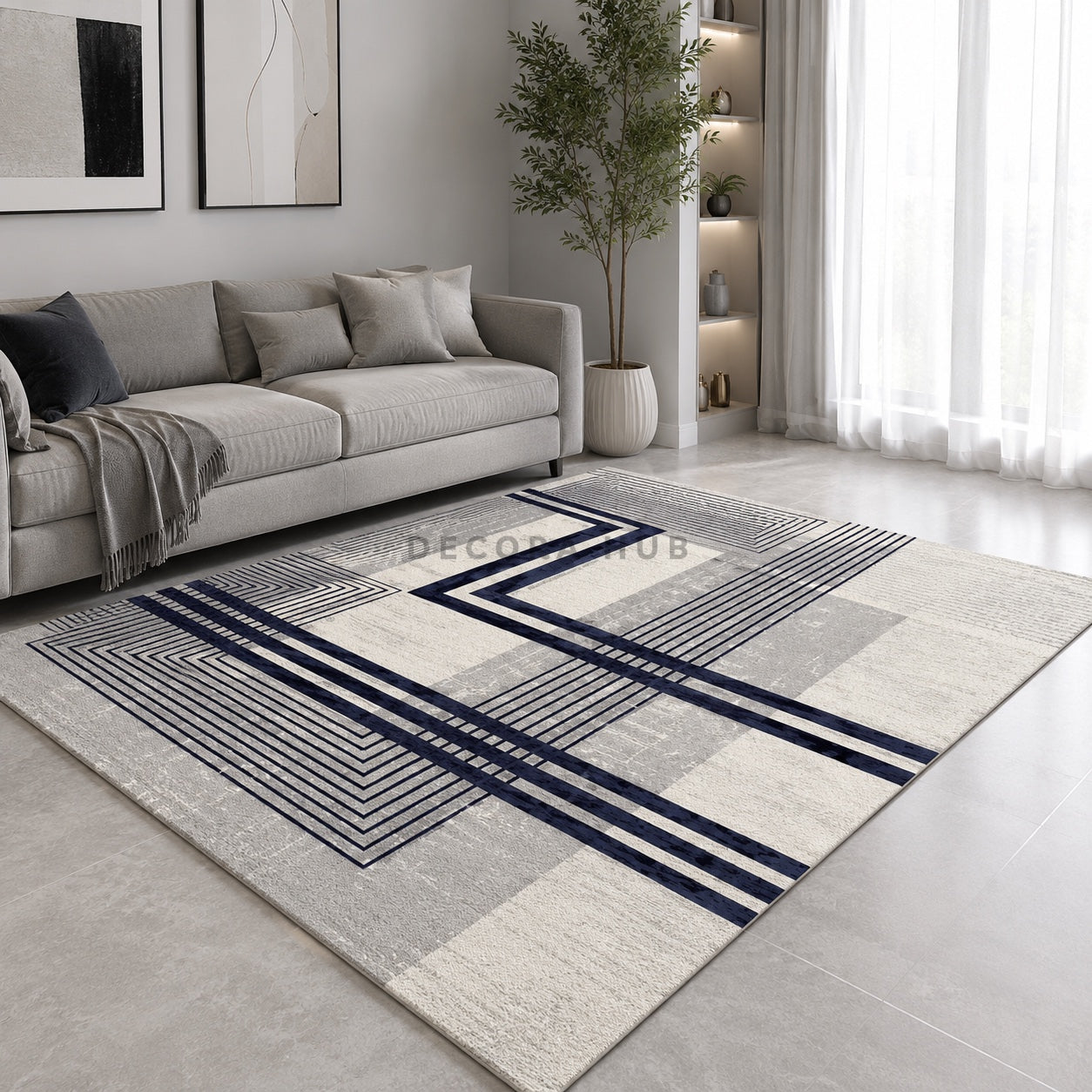 Arctic Grid Living Room Rug