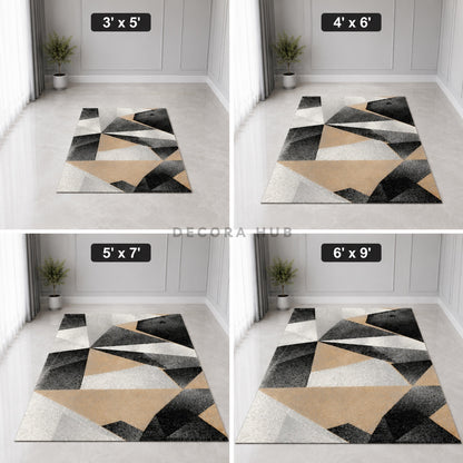 Urban Prism Grey & Mustard Geometric Drawing Room Carpet – grey, mustard and black geometric area carpet by DecoraHub (view 5)