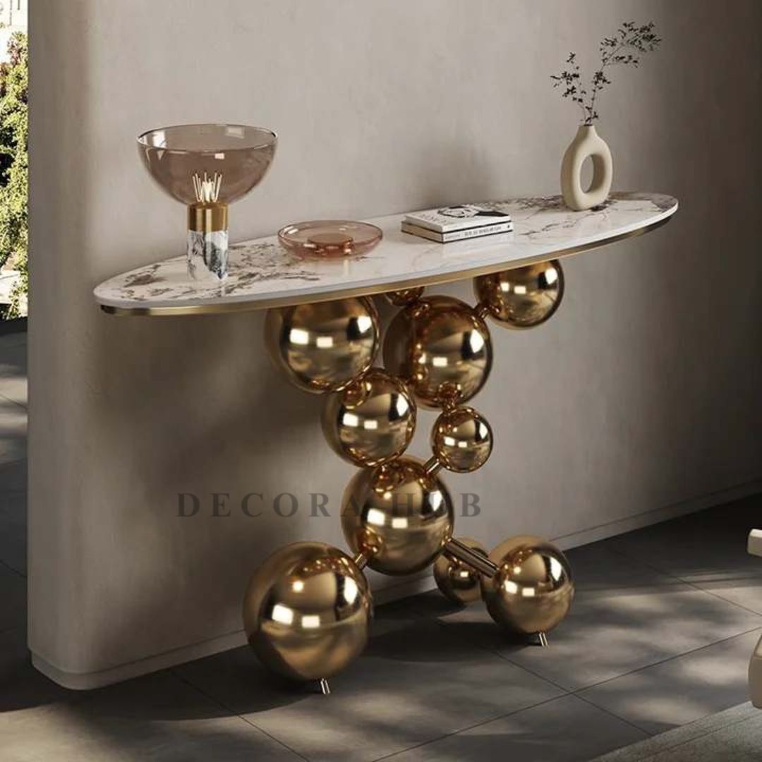 Aura White Marble Entryway Console Table - image 2