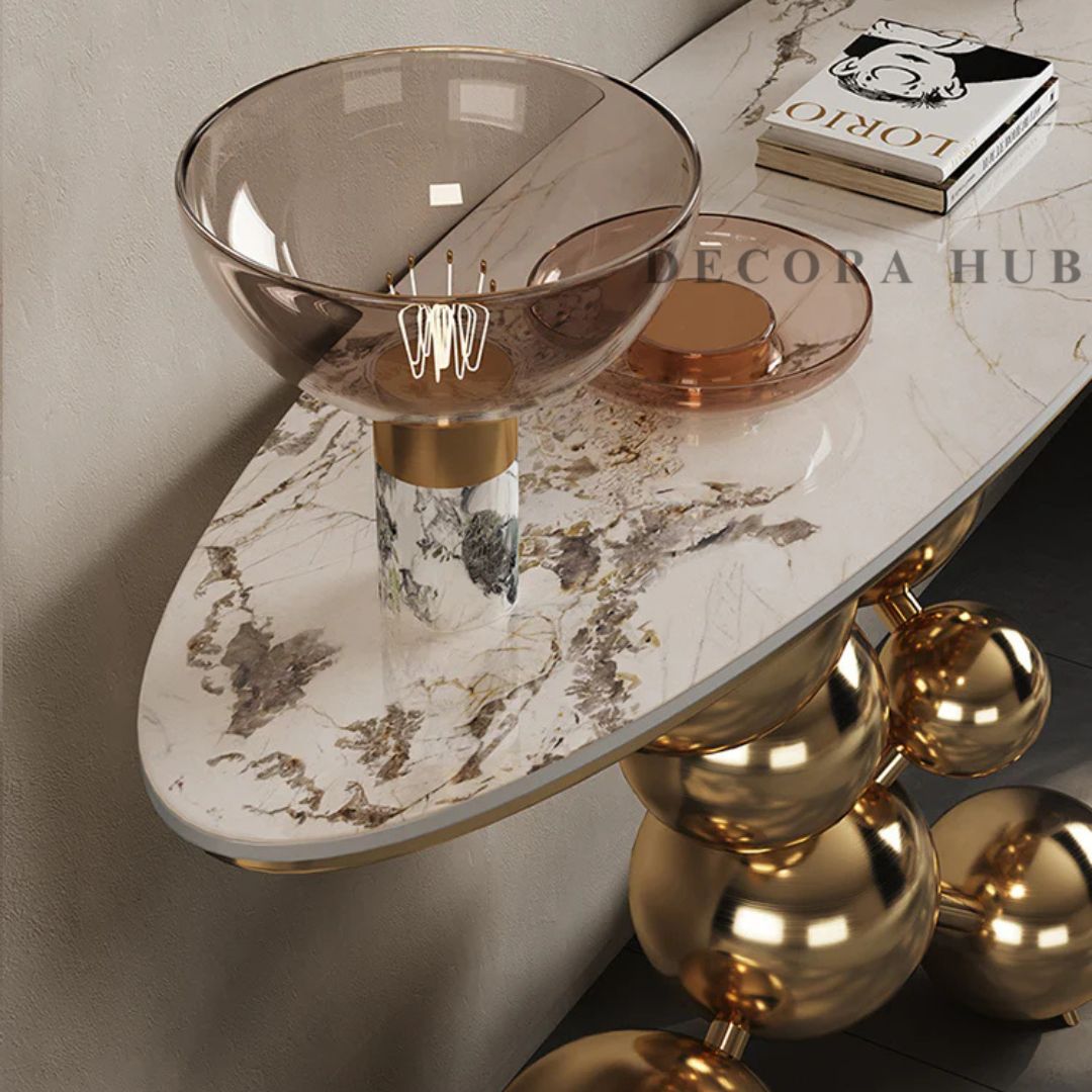 Aura White Marble Entryway Console Table - image 3
