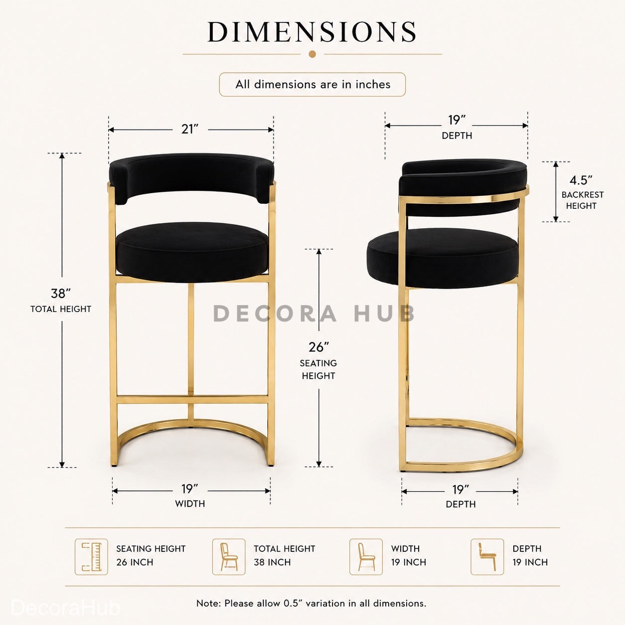 Noir Black Arc Bar Stool