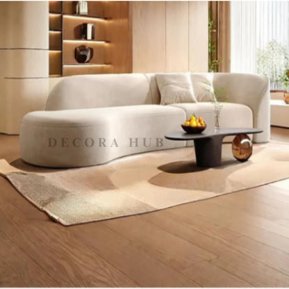 Begie Sofa In Curve Shape For Living Area
