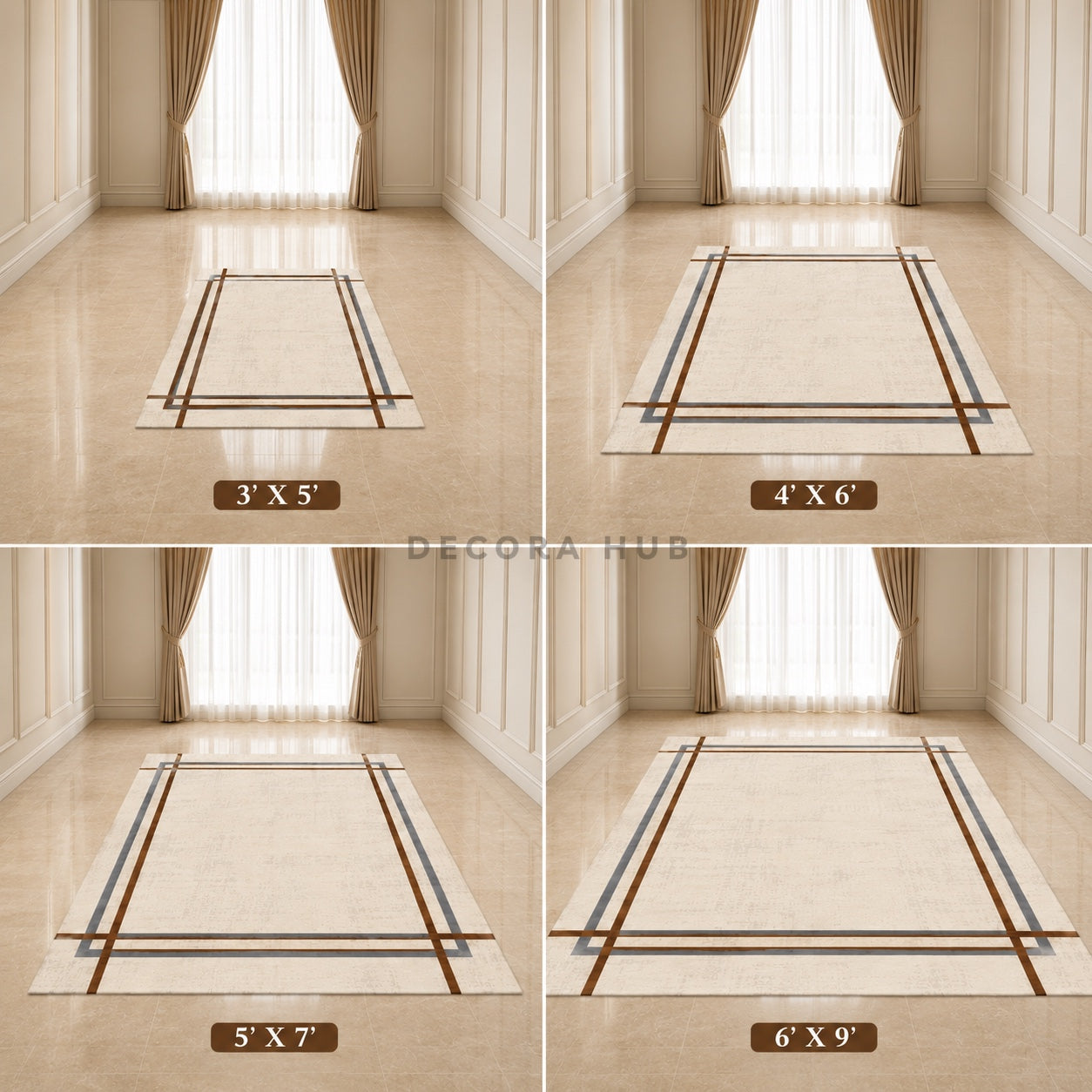 Grand Outline Beige Carpet for Living Room