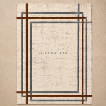 Grand Outline Beige & Maroon Carpet for Living Room – beige, maroon and grey geometric area carpet by DecoraHub (view 4)