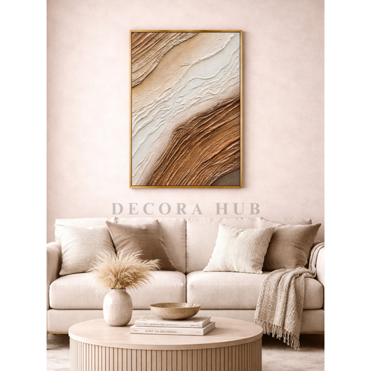 Beige Sand Wave Textured Wall Art