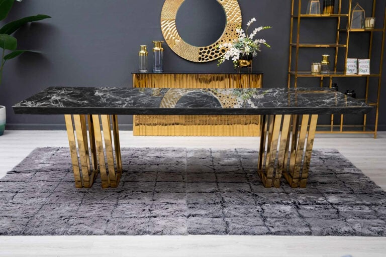 Black Marble Top Dining Table