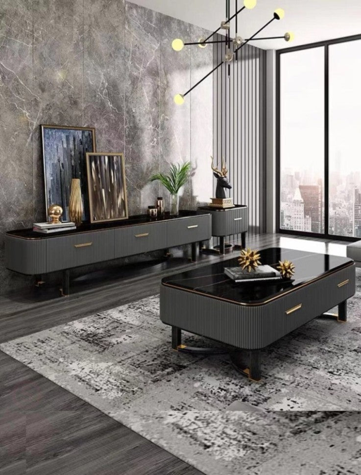 Black Marble Top With Rectangular Shape Centre Table