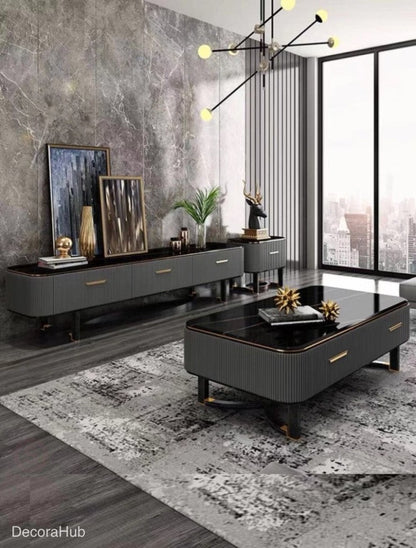 Black Marble Top With Rectangular Shape Centre Table