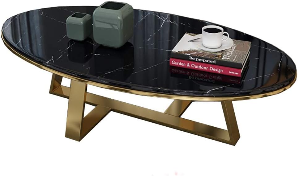 Black Oval Marble Top Centre Table