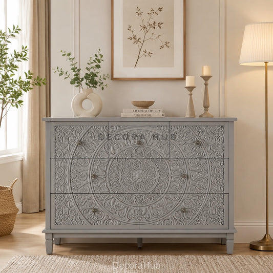 Mandala Grey Wooden Sideboard