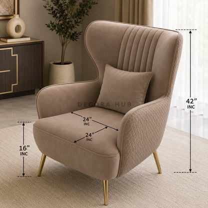 Taupe Beige Accent High Back Chair