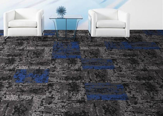 Colour Point Blue Tile Carpet