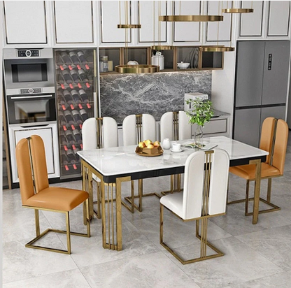 Celestial White Marble Dining Table
