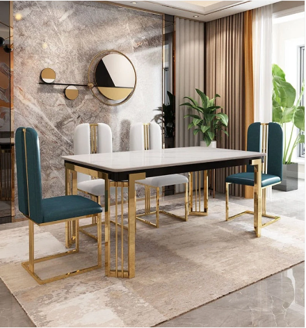 Celestial White Marble Dining Table 4 seater Dining Table