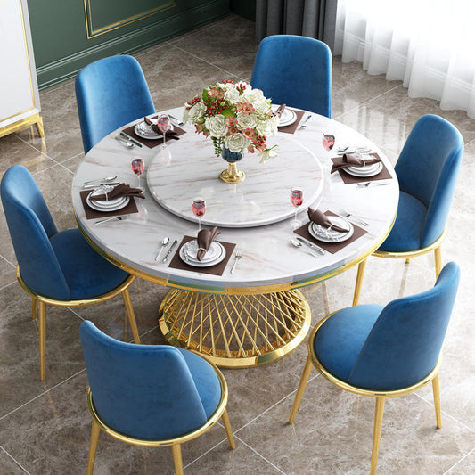 Circular Rotating Bespoke Marble Top Round Dining Table