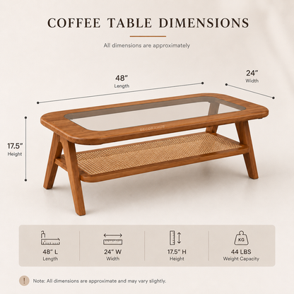 Classy Rattan Wooden Centre Table for Living Room