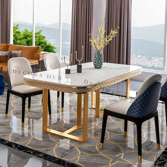 Contemporary glossy marble dining table 5x3 size