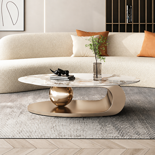 Copper Gold Marble top Centre table with PVD coating