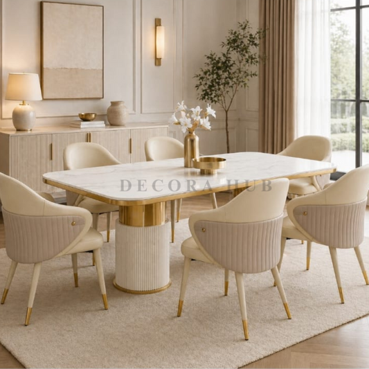 Cresta Luxury Dining Table With Marble On Top