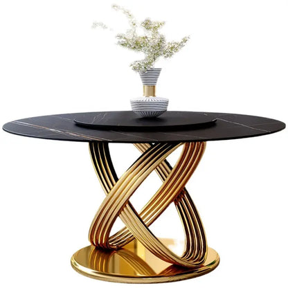 Contemporary Golden base Round Dining Table