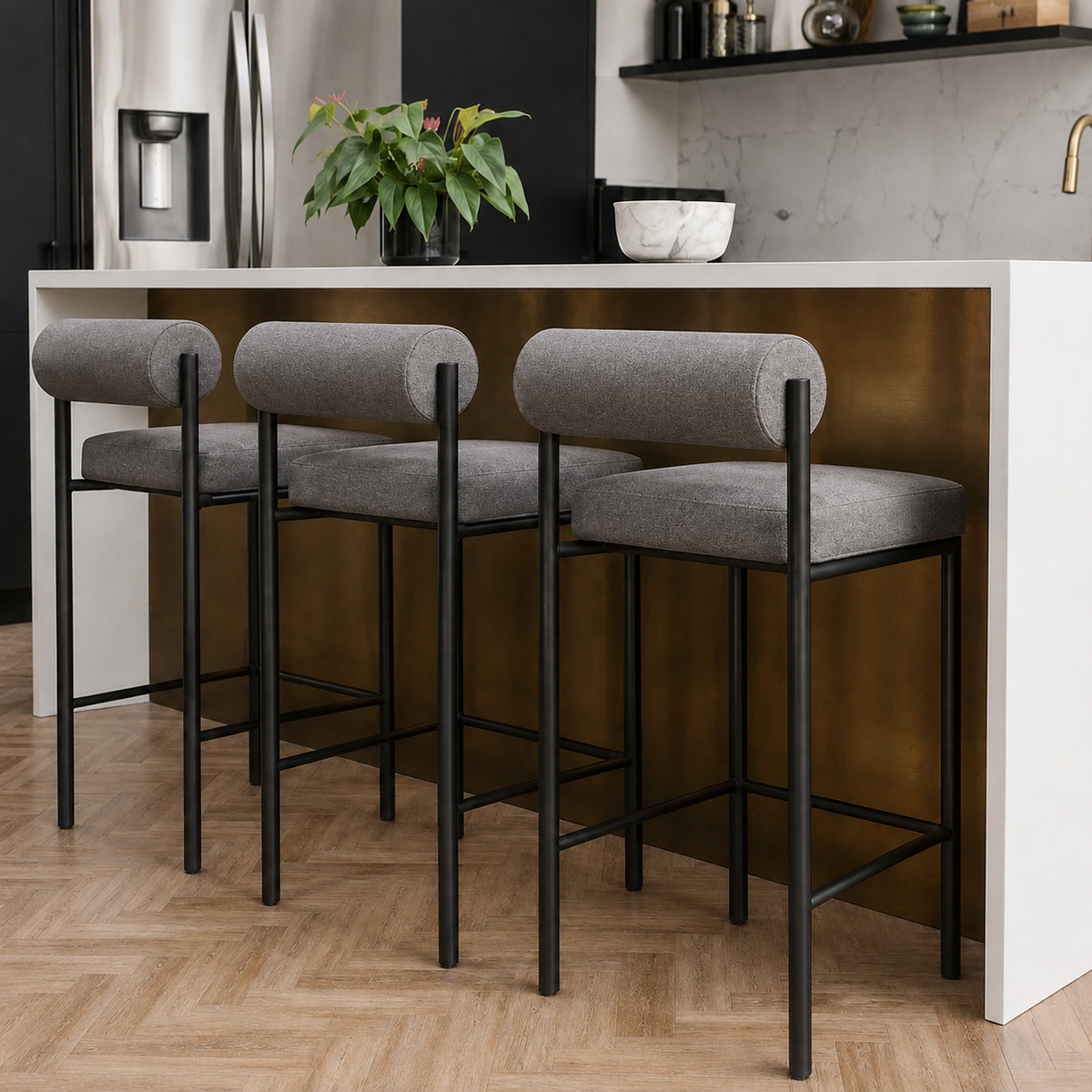 Moderna Grey Bar Stool – Grey Bar Stool by DecoraHub