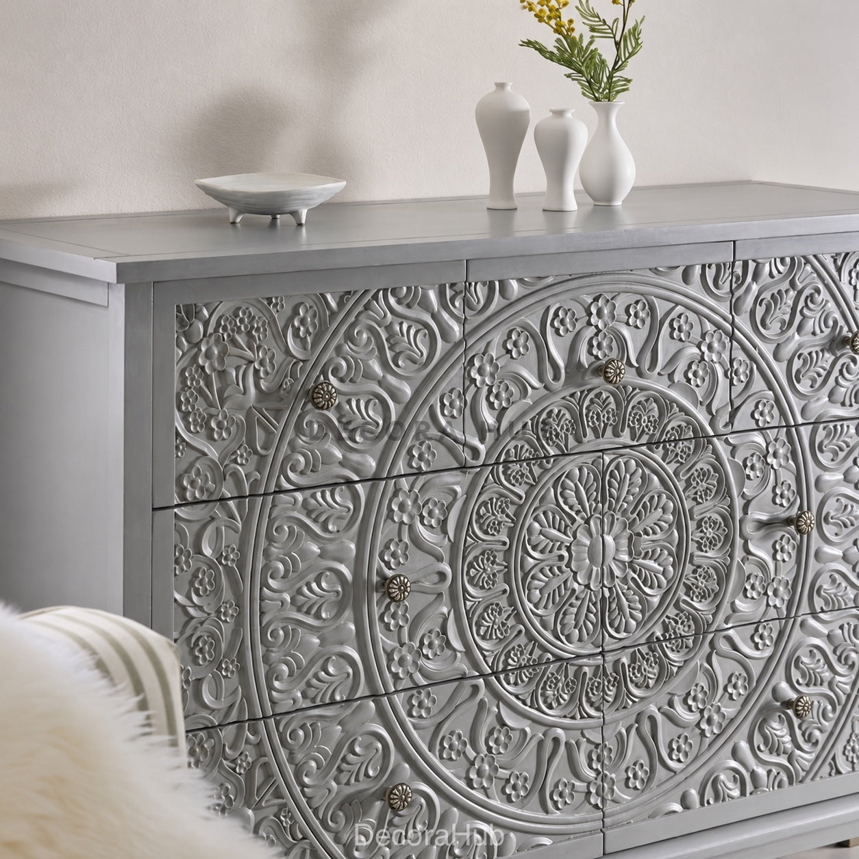 Mandala Grey Wooden Sideboard