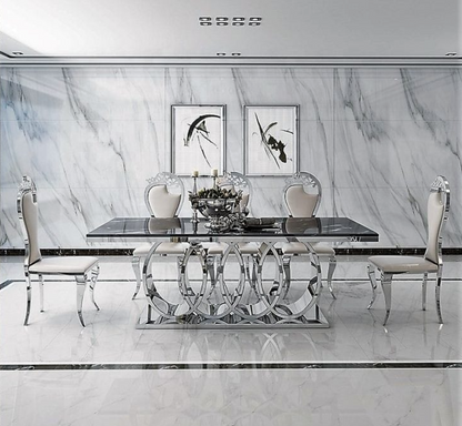 Zephyr Luxurious Silver Stainless Steel Dining Table