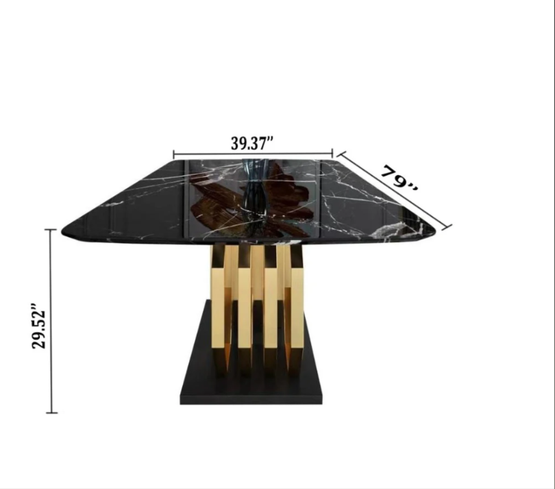 Modern Rectangle Black Marble Dining Table