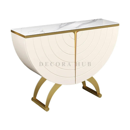 DecoraHub Half-Moon Gold Marble Console Table with Storage - image 8