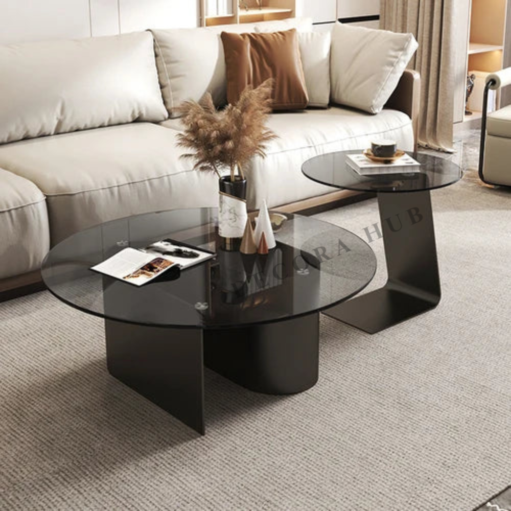 DecoraHub Black Modern Nesting Coffee Table 