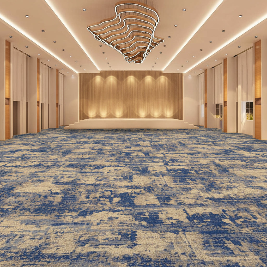 DecoraHub Blue Beige Wall to Wall Carpet 