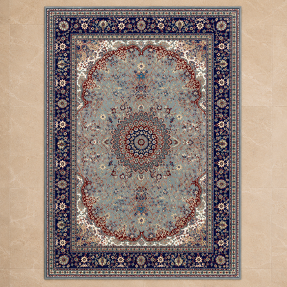 Persian Royale Rust Red Traditional Carpet for Living Room – rust red, powder green and slate blue traditional area carpet by DecoraHub (view 3)