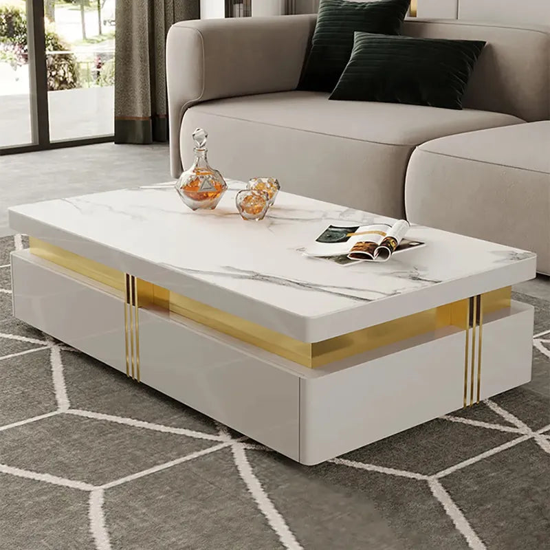 Decorahub Premium Wooden Marble Coffee Table