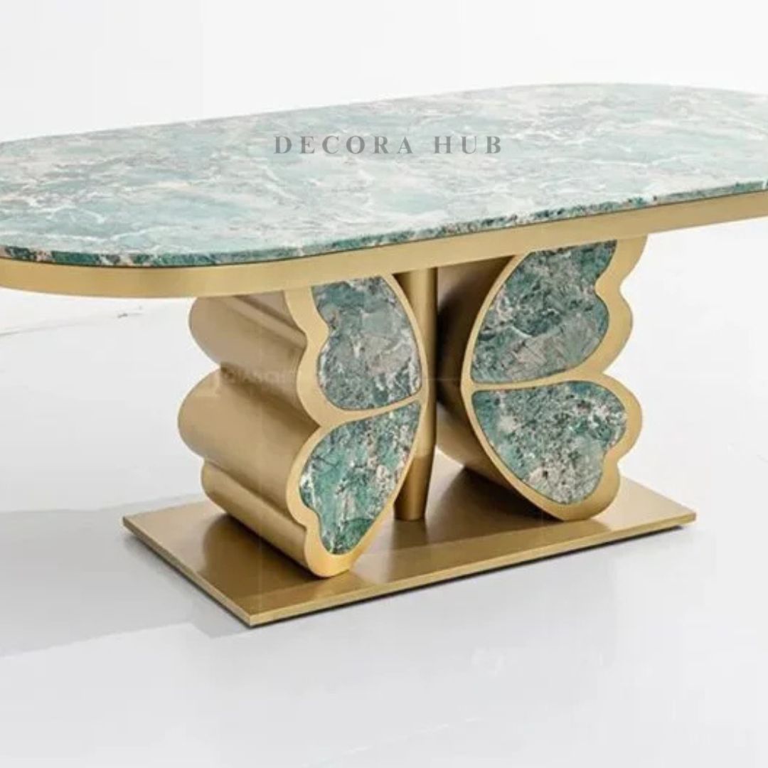 Dining Table With Golden Metal Base