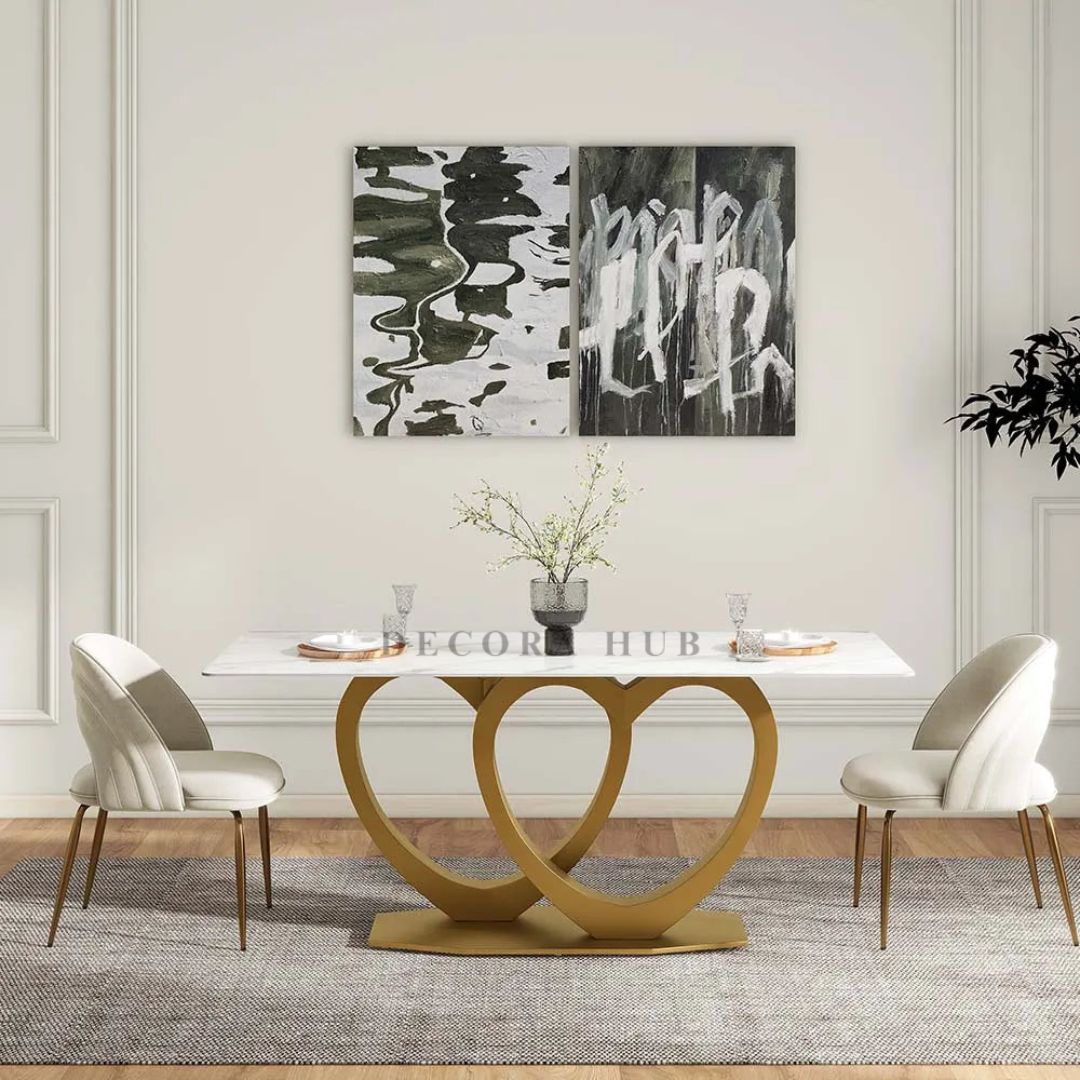 Double Heart Bespoke Marble Dining Table
