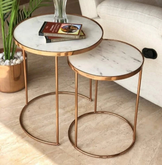 Enchanting Rose Gold Metallic Side Tables