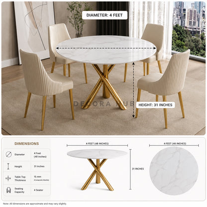 Orbis Round Marble Dining Table Set