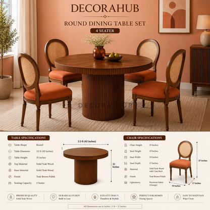 Moderna Round Wooden Dining Table Set