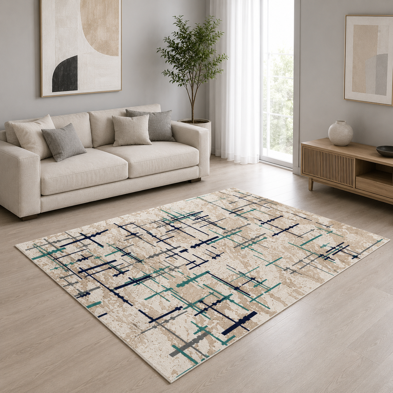 Linear Mesh Living Room Carpet