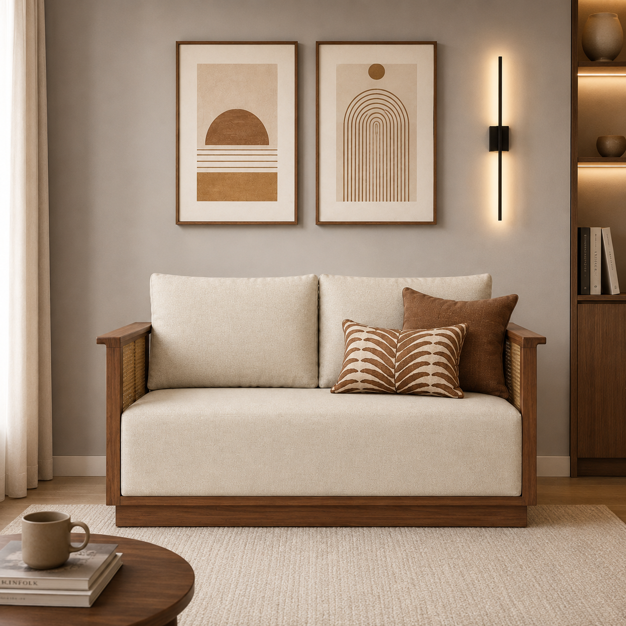 Aarav Premium Cane 2-Seater Sofa